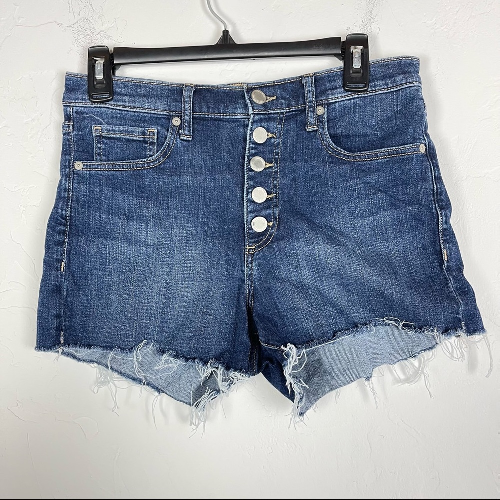 Banana Republic Short‎ Denim Jean Dark Wash Blue High Rise 3" Indigo Button Fly